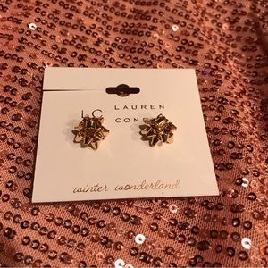 NEW NWT LC Lauren Conrad gold tone Christmas  earrings